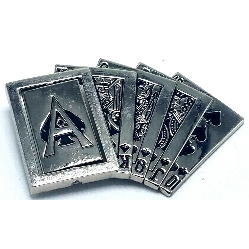 Westside CA Royal Flush Cards Silver Tone & Enamel Spinner Belt Buckle